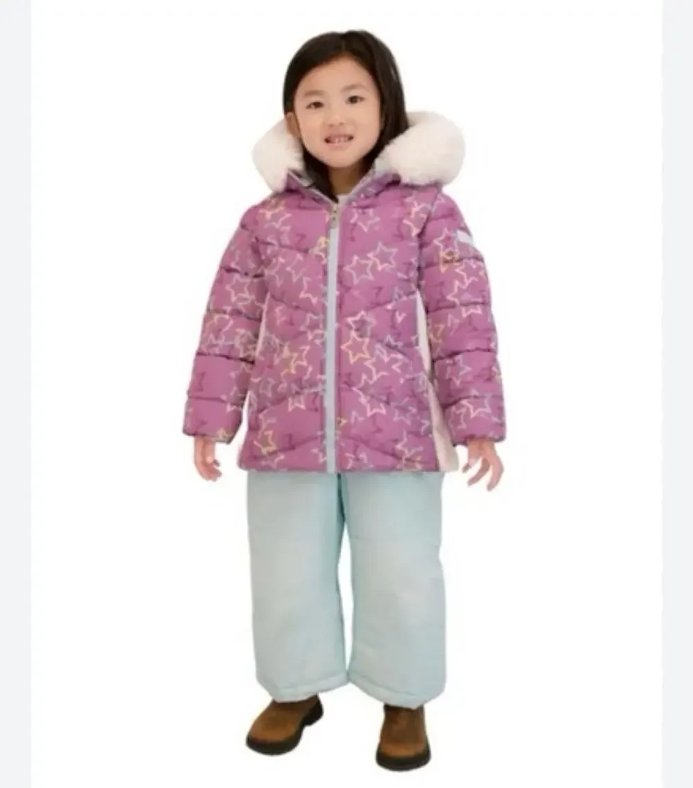 Spyder toddler size 3T 2 piece snowsuit , hooded puffer jacket with bib overall